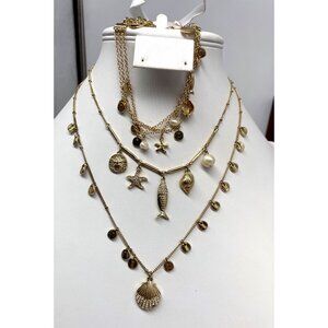 Lilly Pulitzer Gold-Tone Nautical Layered Necklace & Matching Charm Bracelet Set